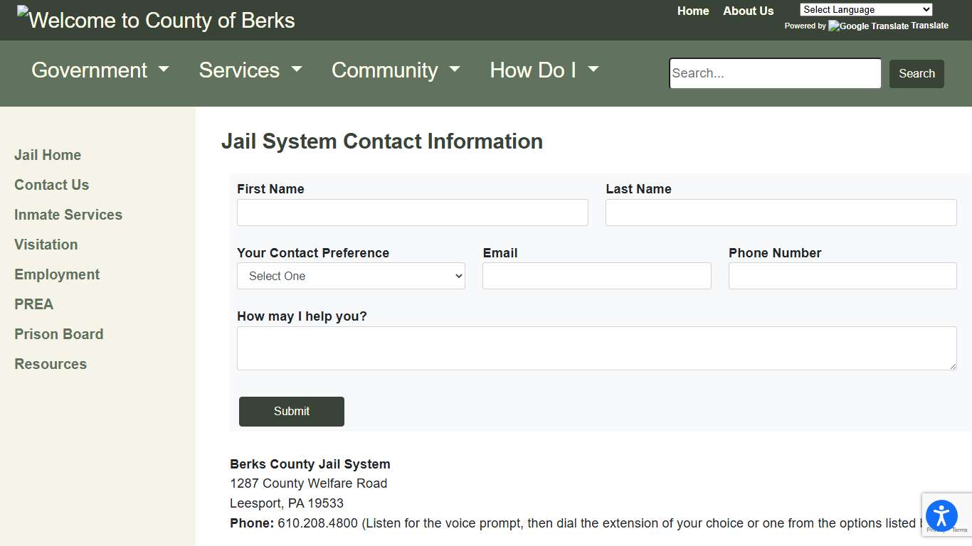 Berks County - Contact Us