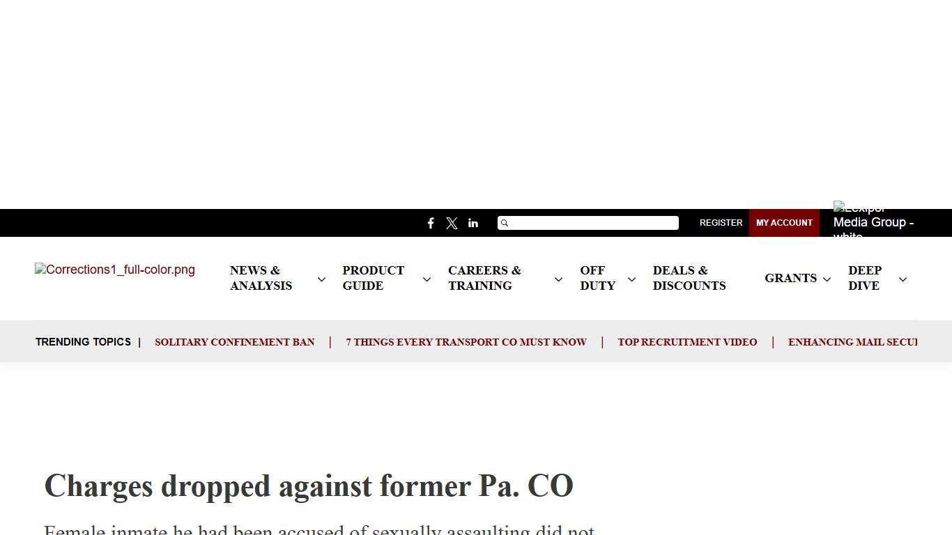 Charges dropped against former Pa. CO