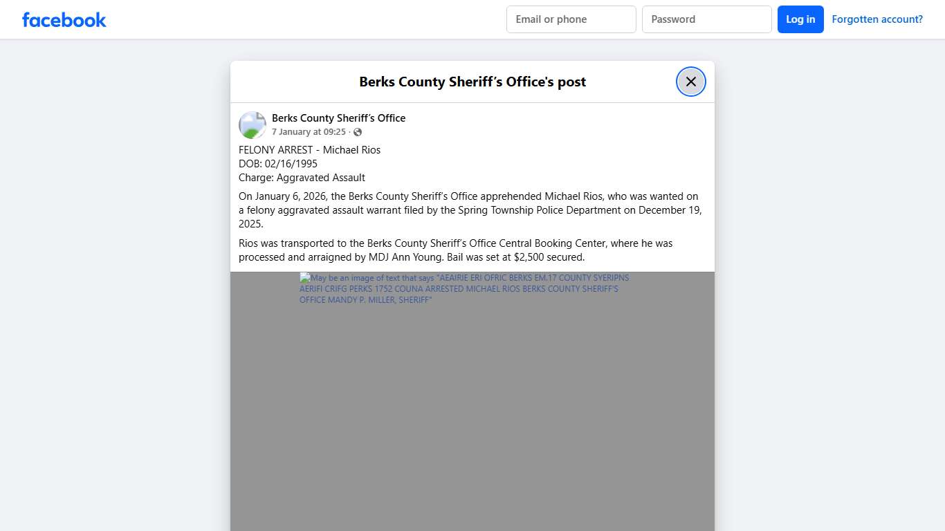FELONY ARREST - Michael... - Berks County Sheriff’s Office | Facebook